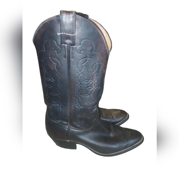 Justin Cowboy Boots Brown Leather Mens 8 Western Rockabilly Rodeo 5513 W… - Picture 3 of 8